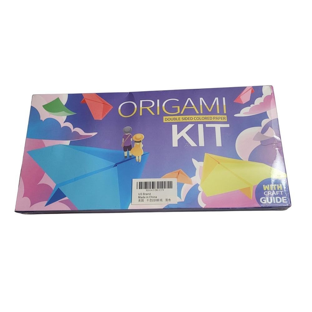 US Brand Origami Kit Double Sided Colored Paper with Craft Guide NEW Sealed